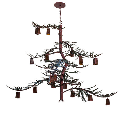Meyda Tiffany 233599 18 Light Chandelier, Rust And Green Trees