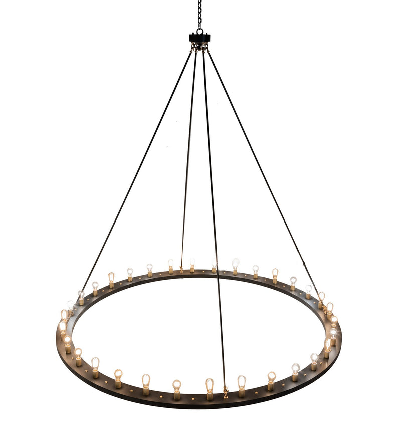 Meyda Tiffany 233791 32 Light Chandelier, Solar Black And Brushed Brass