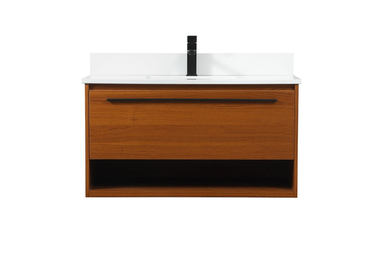 Elegant Lighting VF43536MTK-BS Vanity Sink Set, Teak