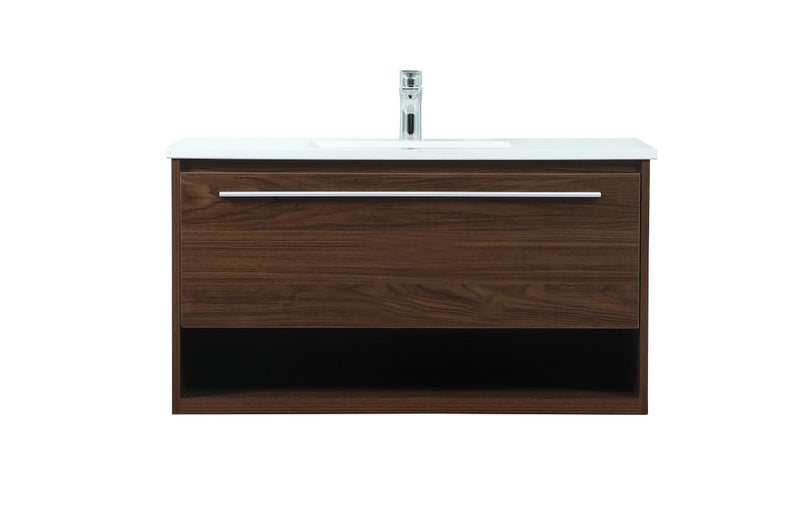Elegant Lighting VF43536MWT Vanity Sink Set, Walnut