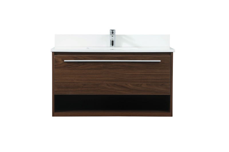Elegant Lighting VF43536MWT-BS Vanity Sink Set, Walnut