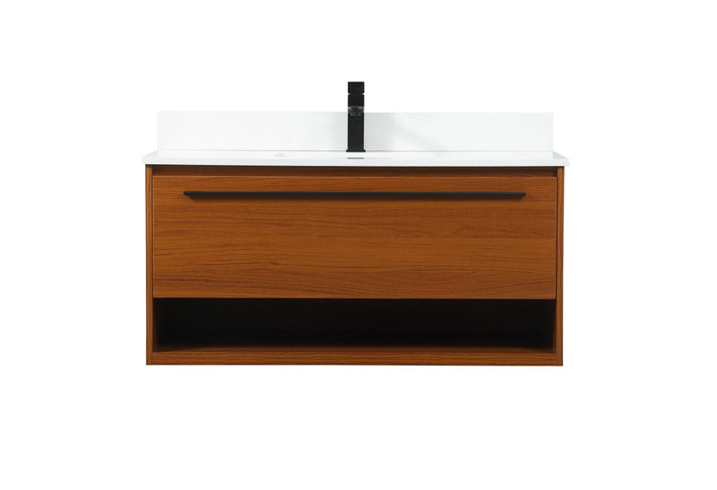 Elegant Lighting VF43540MTK-BS Vanity Sink Set, Teak