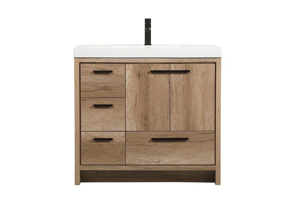 Elegant Lighting VF46036NT Single Bathroom Vanity, Natural Oak