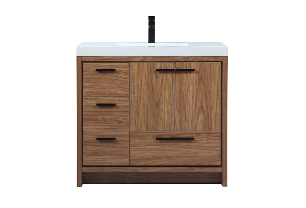 Elegant Lighting VF46036WB Single Bathroom Vanity, Walnut Brown