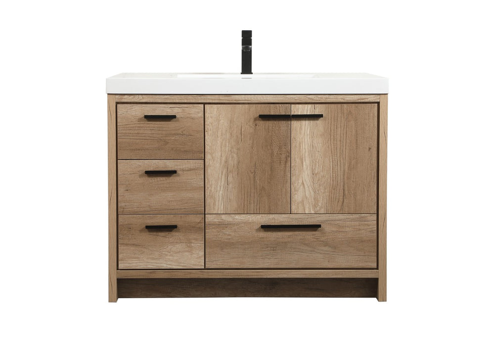 Elegant Lighting VF46042NT Single Bathroom Vanity, Natural Oak