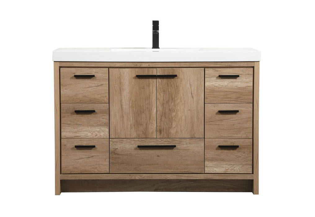 Elegant Lighting VF46048NT Single Bathroom Vanity, Natural Oak