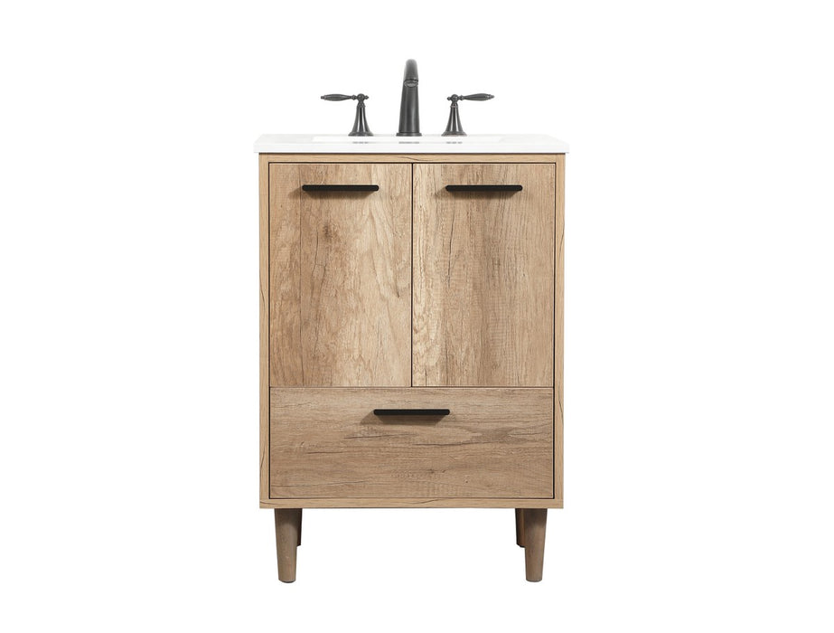 Elegant Lighting VF47024NT Single Bathroom Vanity, Natural Oak