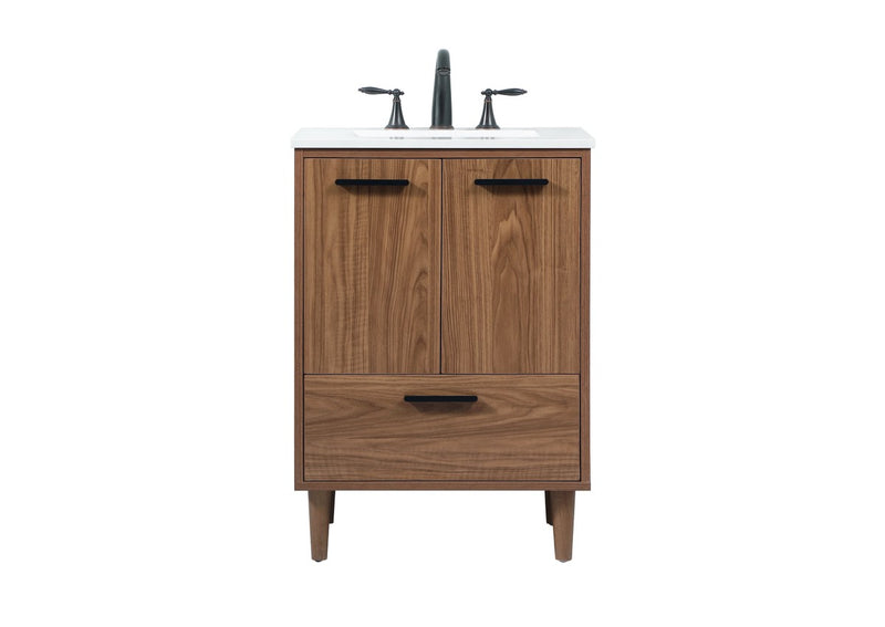 Elegant Lighting VF47024WB Single Bathroom Vanity, Walnut Brown