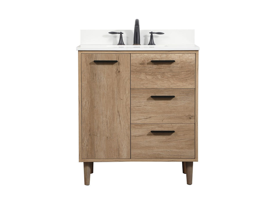 Elegant Lighting VF47030NT-BS Single Bathroom Vanity, Natural Oak