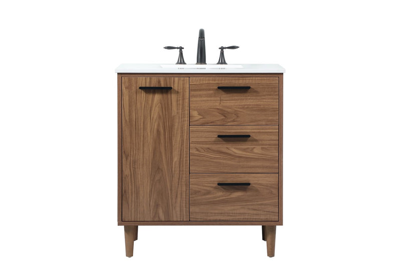 Elegant Lighting VF47030WB Single Bathroom Vanity, Walnut Brown
