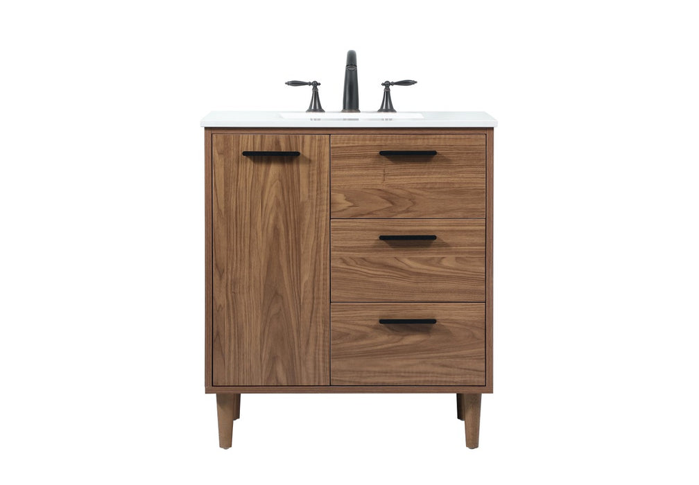 Elegant Lighting VF47030WB Single Bathroom Vanity, Walnut Brown
