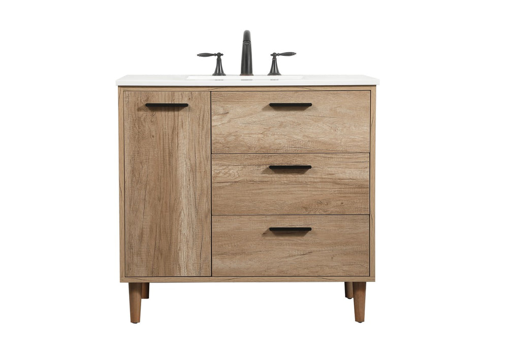 Elegant Lighting VF47036NT Single Bathroom Vanity, Natural Oak