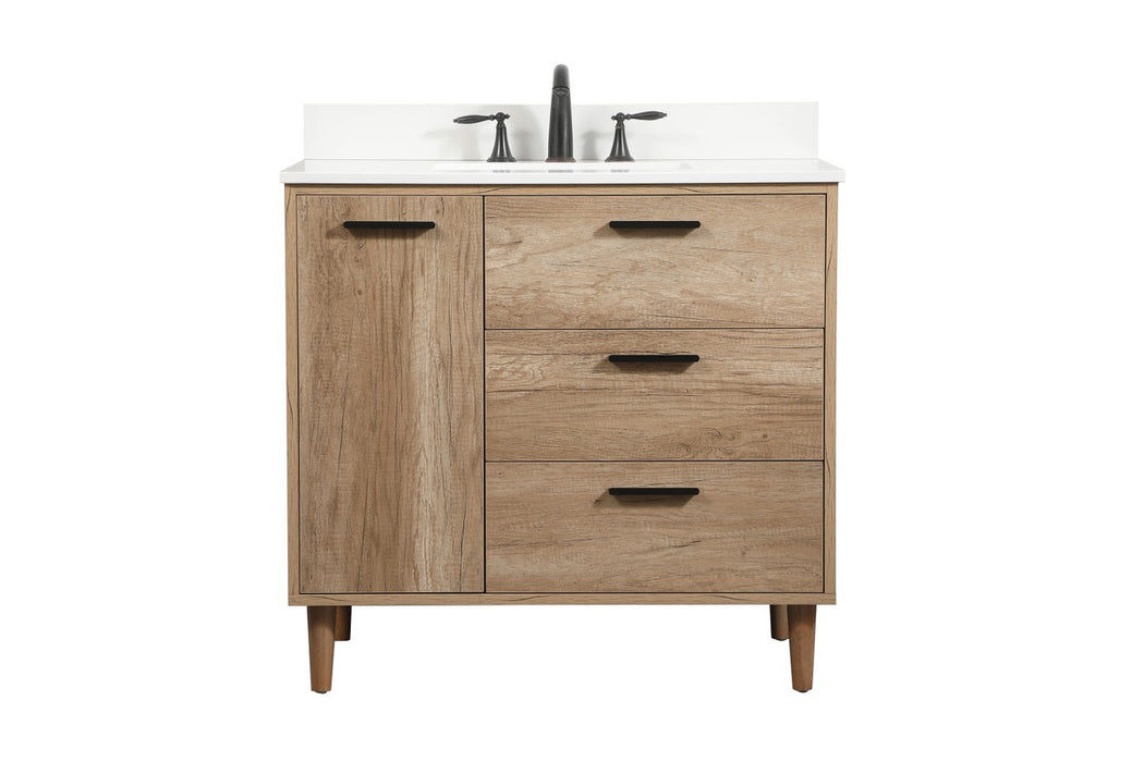 Elegant Lighting VF47036NT-BS Single Bathroom Vanity, Natural Oak