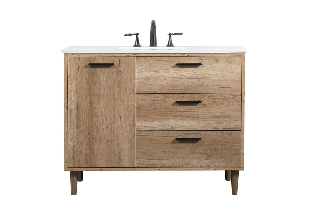 Elegant Lighting VF47042NT Single Bathroom Vanity, Natural Oak