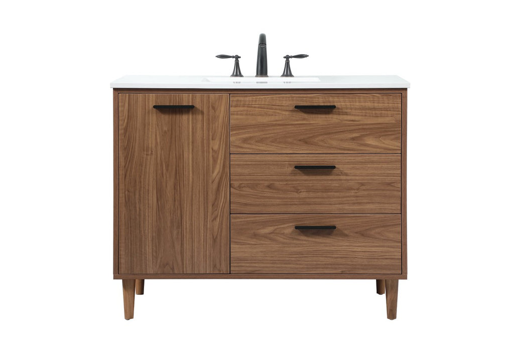 Elegant Lighting VF47042WB Single Bathroom Vanity, Walnut Brown