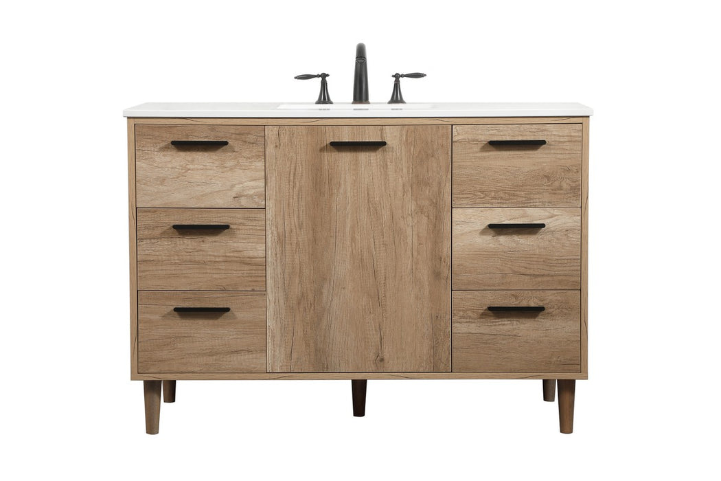 Elegant Lighting VF47048NT Single Bathroom Vanity, Natural Oak