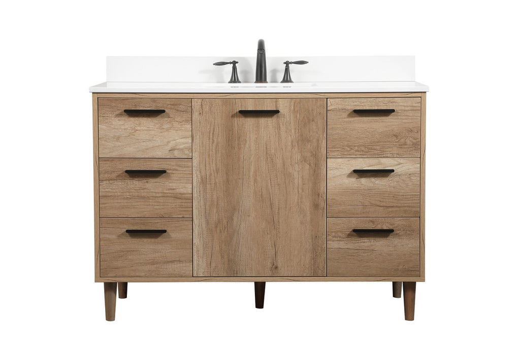 Elegant Lighting VF47048NT-BS Single Bathroom Vanity, Natural Oak