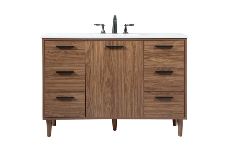 Elegant Lighting VF47048WB Single Bathroom Vanity, Walnut Brown