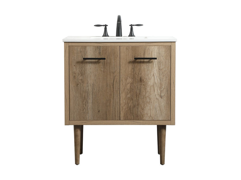 Elegant Lighting VF48030NT Single Bathroom Vanity, Natural oak