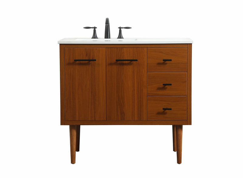 Elegant Lighting VF48036MTK Single Bathroom Vanity, Teak