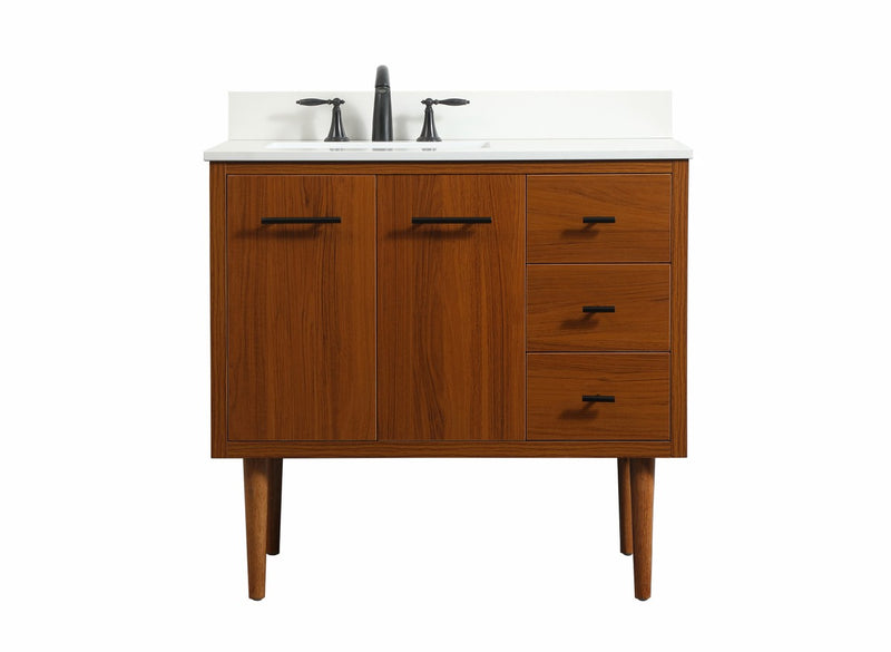 Elegant Lighting VF48036MTK-BS Single Bathroom Vanity, Teak