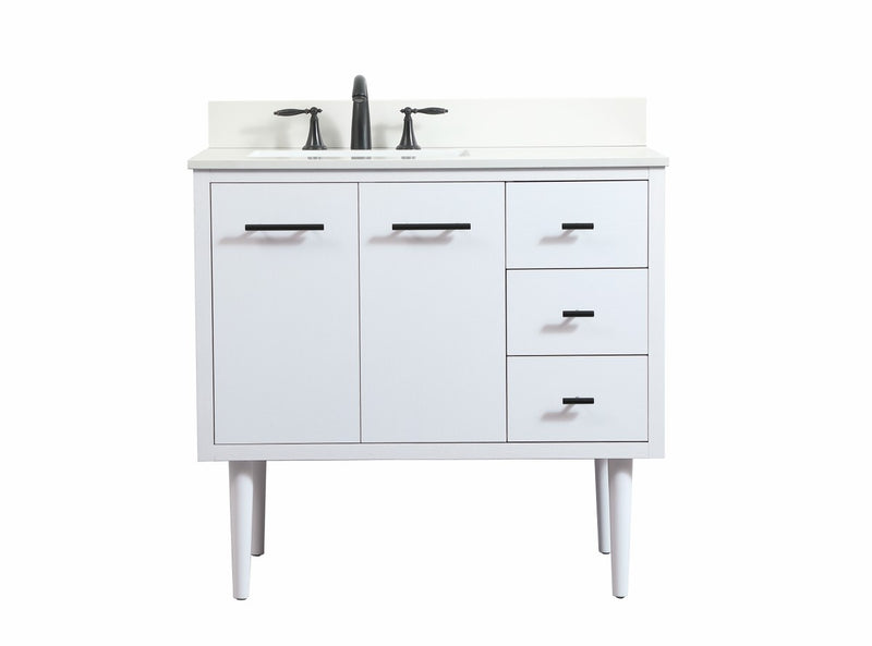 Elegant Lighting VF48036MWH-BS Single Bathroom Vanity, White