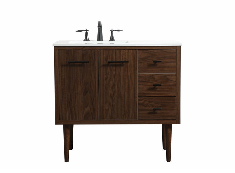 Elegant Lighting VF48036MWT Single Bathroom Vanity, Walnut