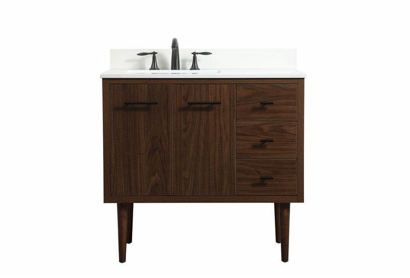 Elegant Lighting VF48036MWT-BS Single Bathroom Vanity, Walnut