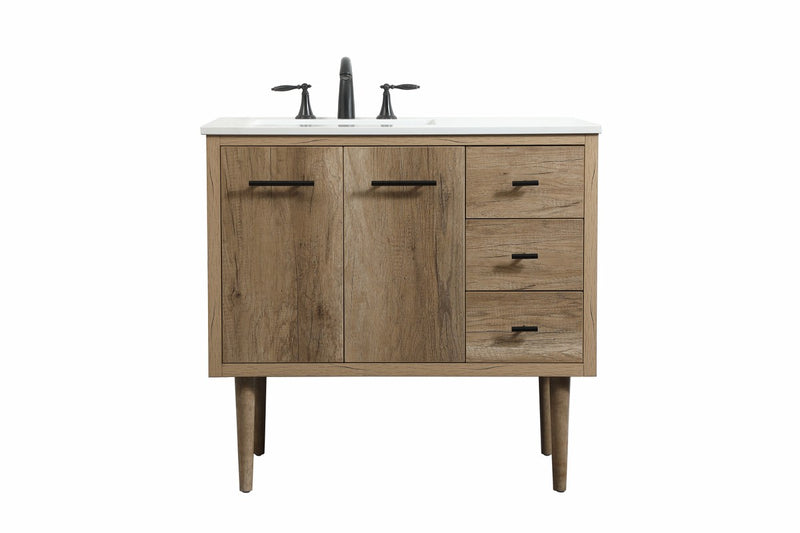 Elegant Lighting VF48036NT Single Bathroom Vanity, Natural oak