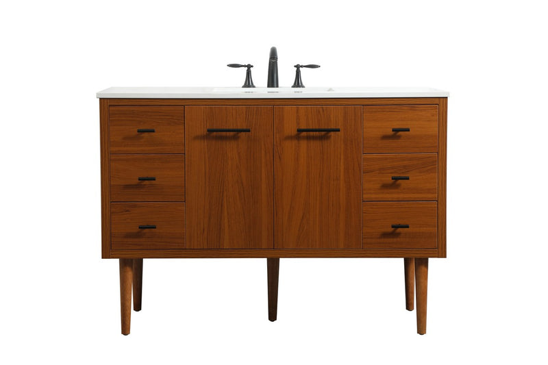 Elegant Lighting VF48048MTK Single Bathroom Vanity, Teak