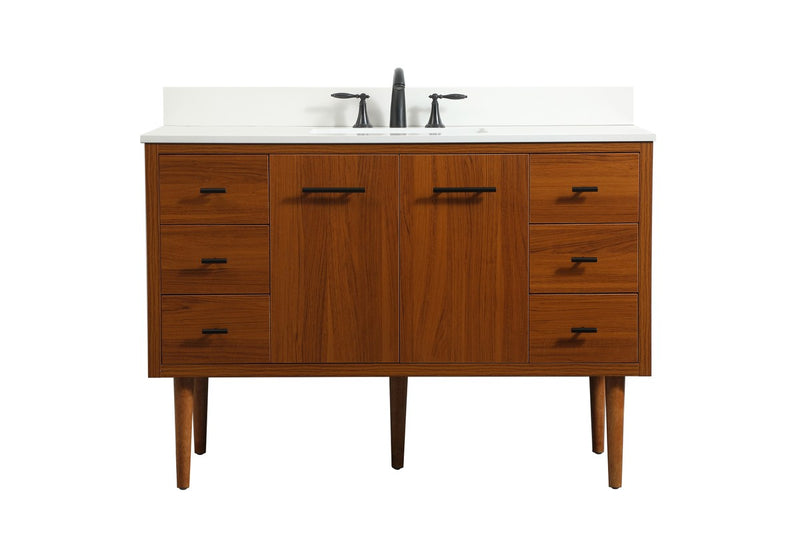Elegant Lighting VF48048MTK-BS Single Bathroom Vanity, Teak