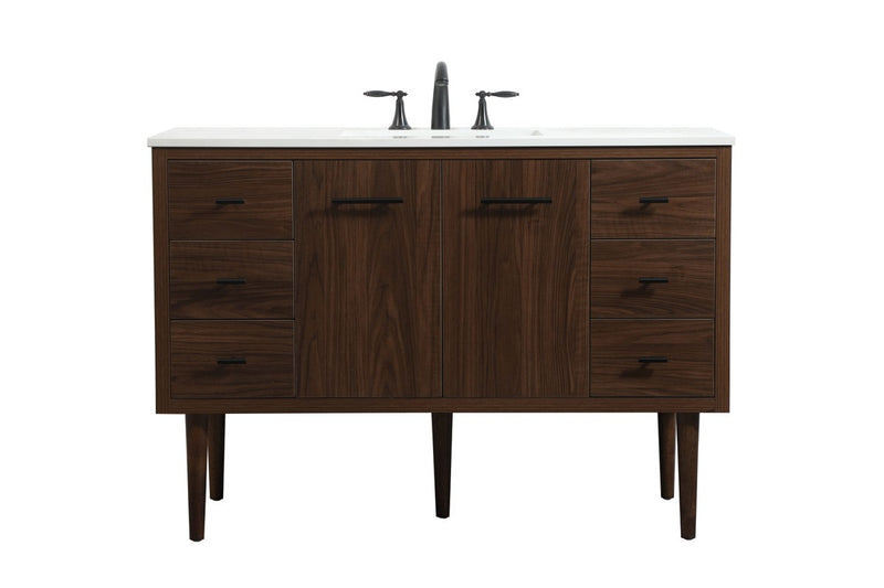 Elegant Lighting VF48048MWT Single Bathroom Vanity, Walnut