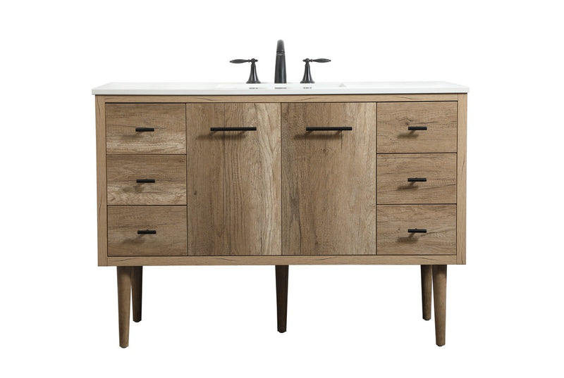Elegant Lighting VF48048NT Single Bathroom Vanity, Natural oak