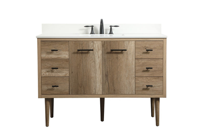 Elegant Lighting VF48048NT-BS Single Bathroom Vanity, Natural oak