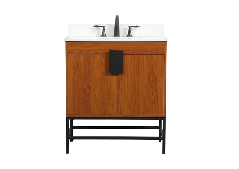 Elegant Lighting VF48830MTK-BS Single Bathroom Vanity, Teak