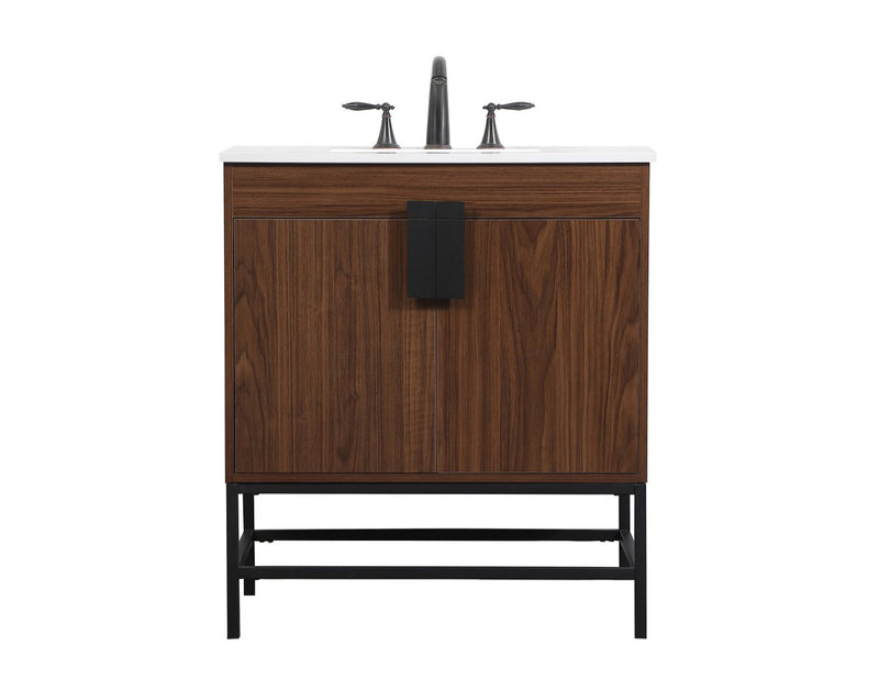 Elegant Lighting VF48830MWT Single Bathroom Vanity, Walnut