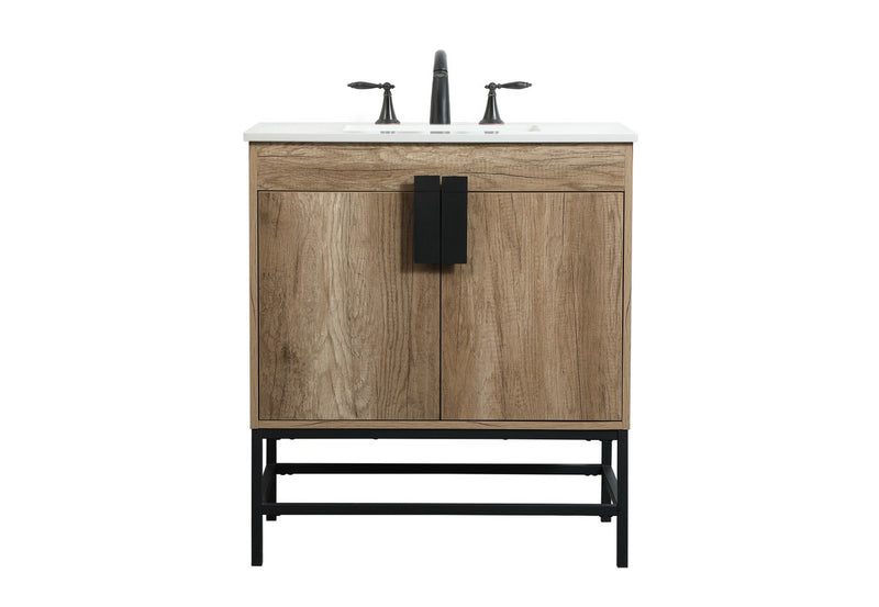 Elegant Lighting VF48830NT Single Bathroom Vanity, Natural Oak