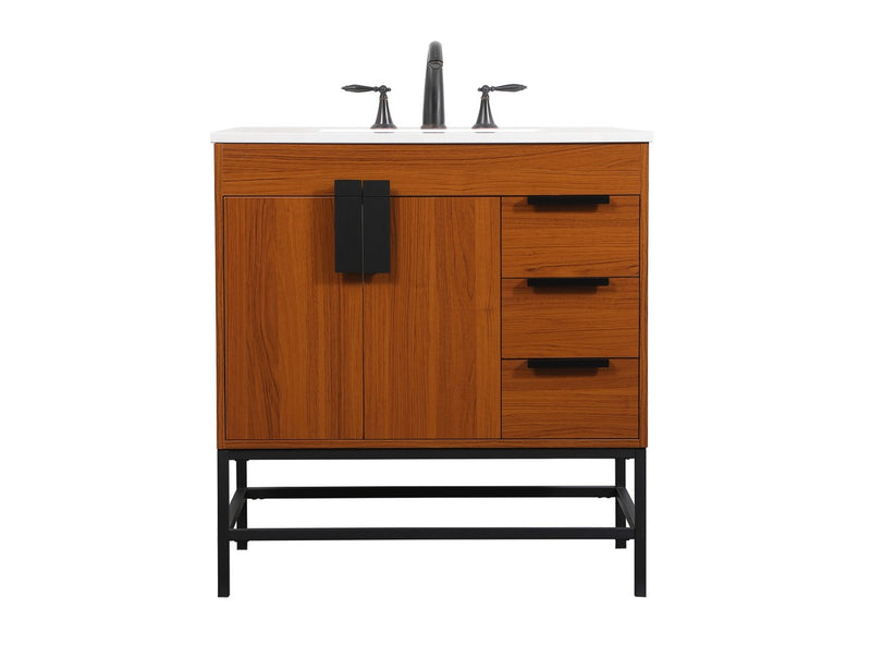 Elegant Lighting VF48832MTK Single Bathroom Vanity, Teak