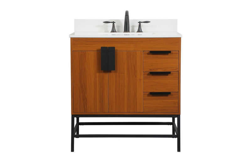 Elegant Lighting VF48832MTK-BS Single Bathroom Vanity, Teak