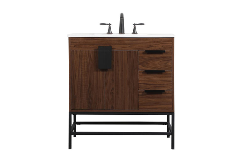 Elegant Lighting VF48832MWT Single Bathroom Vanity, Walnut