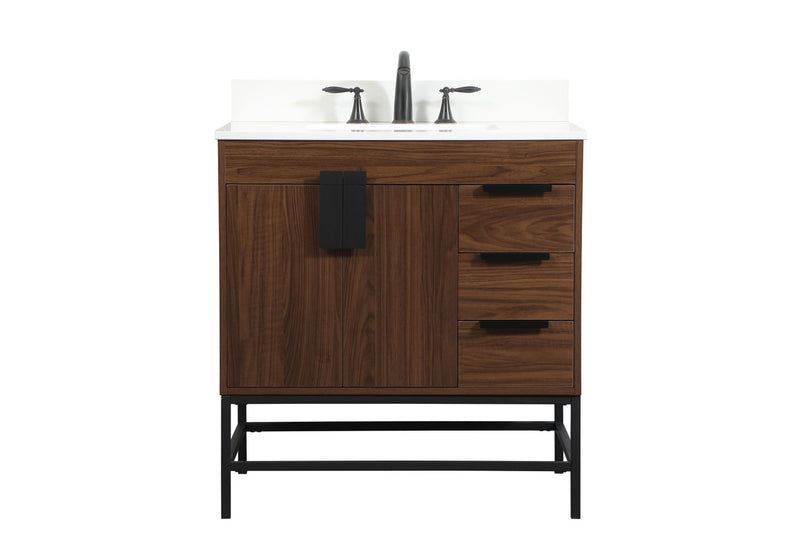 Elegant Lighting VF48832MWT-BS Single Bathroom Vanity, Walnut