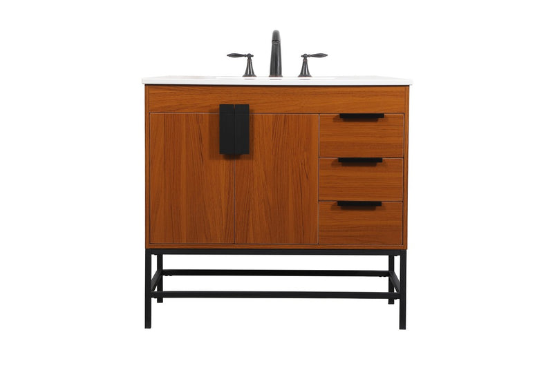 Elegant Lighting VF48836MTK Single Bathroom Vanity, Teak