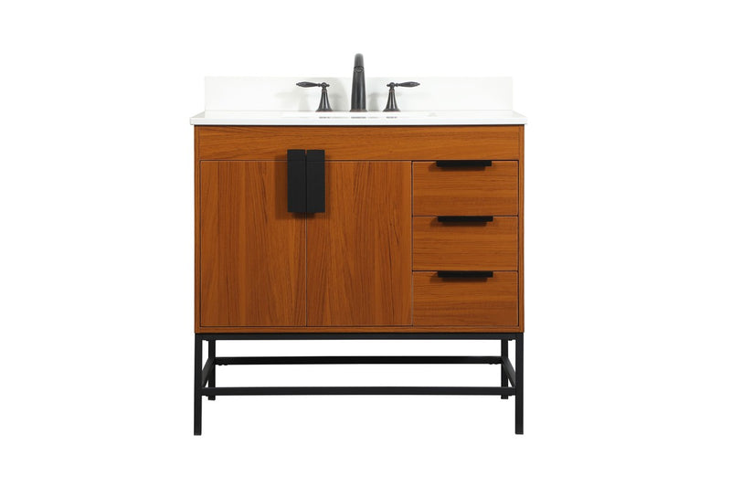 Elegant Lighting VF48836MTK-BS Single Bathroom Vanity, Teak