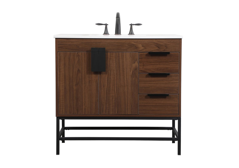 Elegant Lighting VF48836MWT Single Bathroom Vanity, Walnut