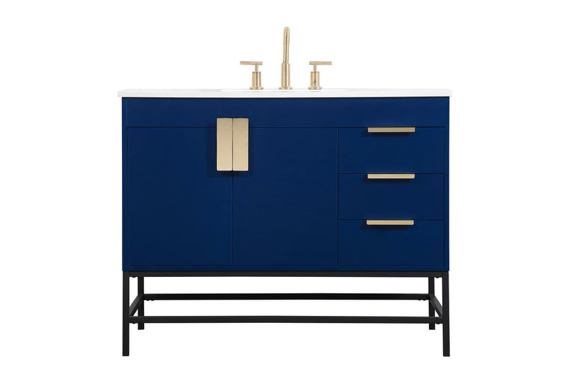 Elegant Lighting VF48842MBL Single Bathroom Vanity, Blue