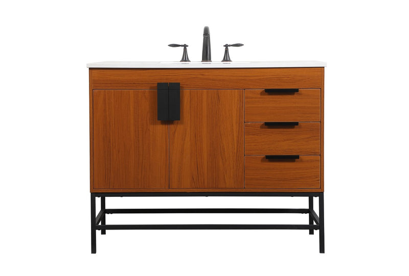 Elegant Lighting VF48842MTK Single Bathroom Vanity, Teak