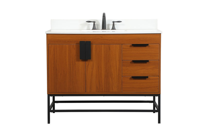 Elegant Lighting VF48842MTK-BS Single Bathroom Vanity, Teak