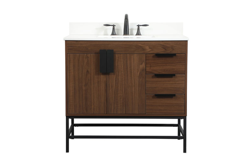 Elegant Lighting VF48836MWT-BS Single Bathroom Vanity, Walnut