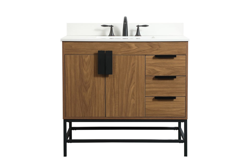 Elegant Lighting VF48836WB-BS Single Bathroom Vanity, Walnut Brown