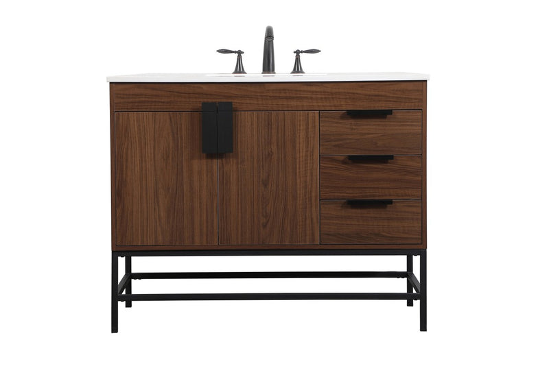 Elegant Lighting VF48842MWT Single Bathroom Vanity, Walnut